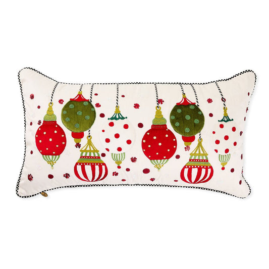 Festive Ornaments Lumbar Throw Pillow MacKenzie-Childs
