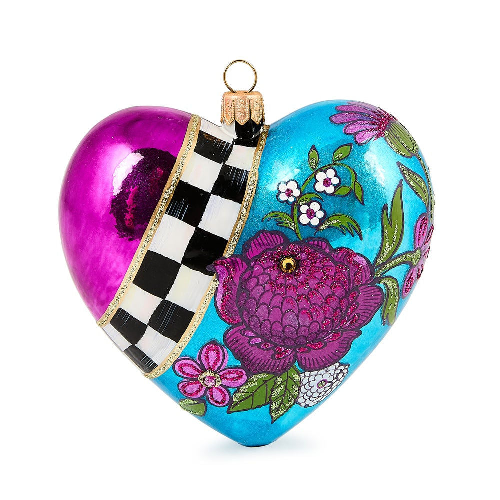 Floral Heart Glass Ornament MacKenzie-Childs