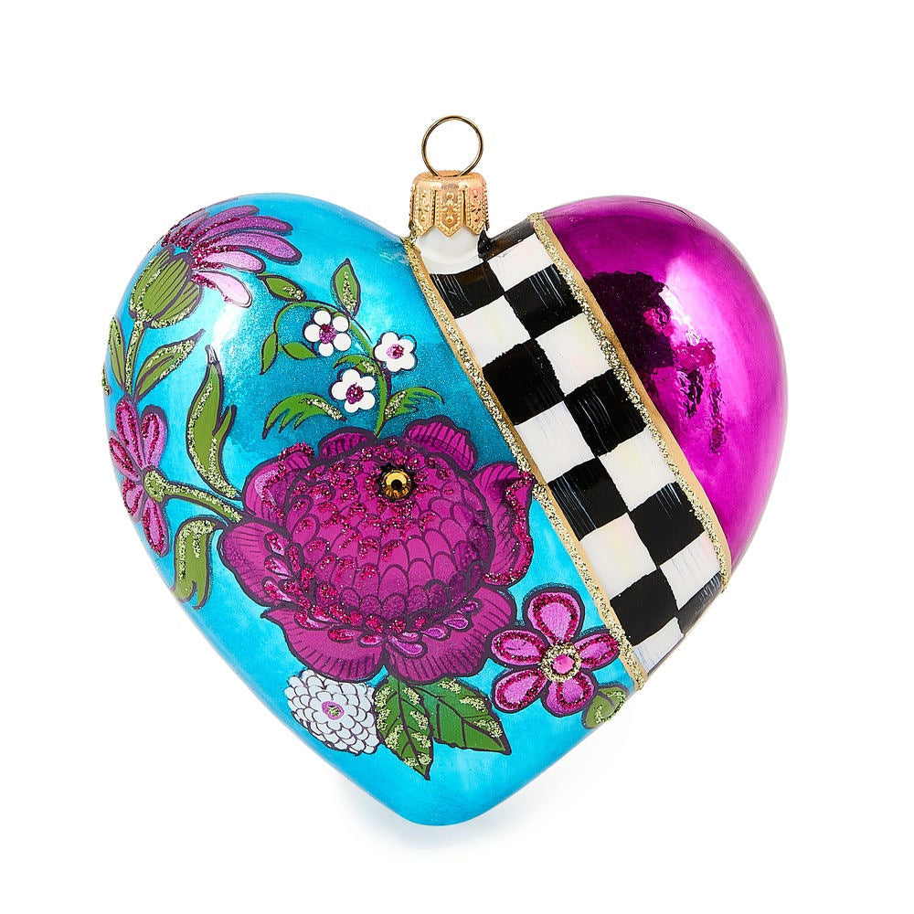 Floral Heart Glass Ornament MacKenzie-Childs