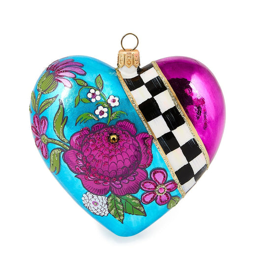 Floral Heart Glass Ornament MacKenzie-Childs