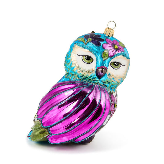 Floral Owl Glass Ornament by MacKenzie-Childs