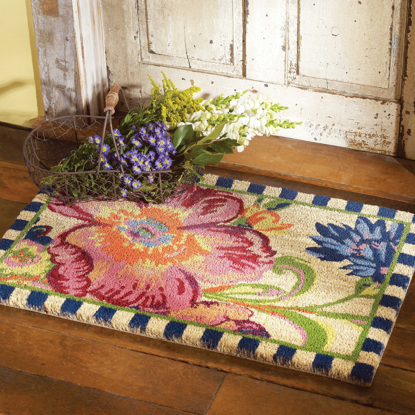 Flower Market Entrance Mat by MacKenzie-Childs - |VESIMI Design| Luxury Bathrooms and Home Decor