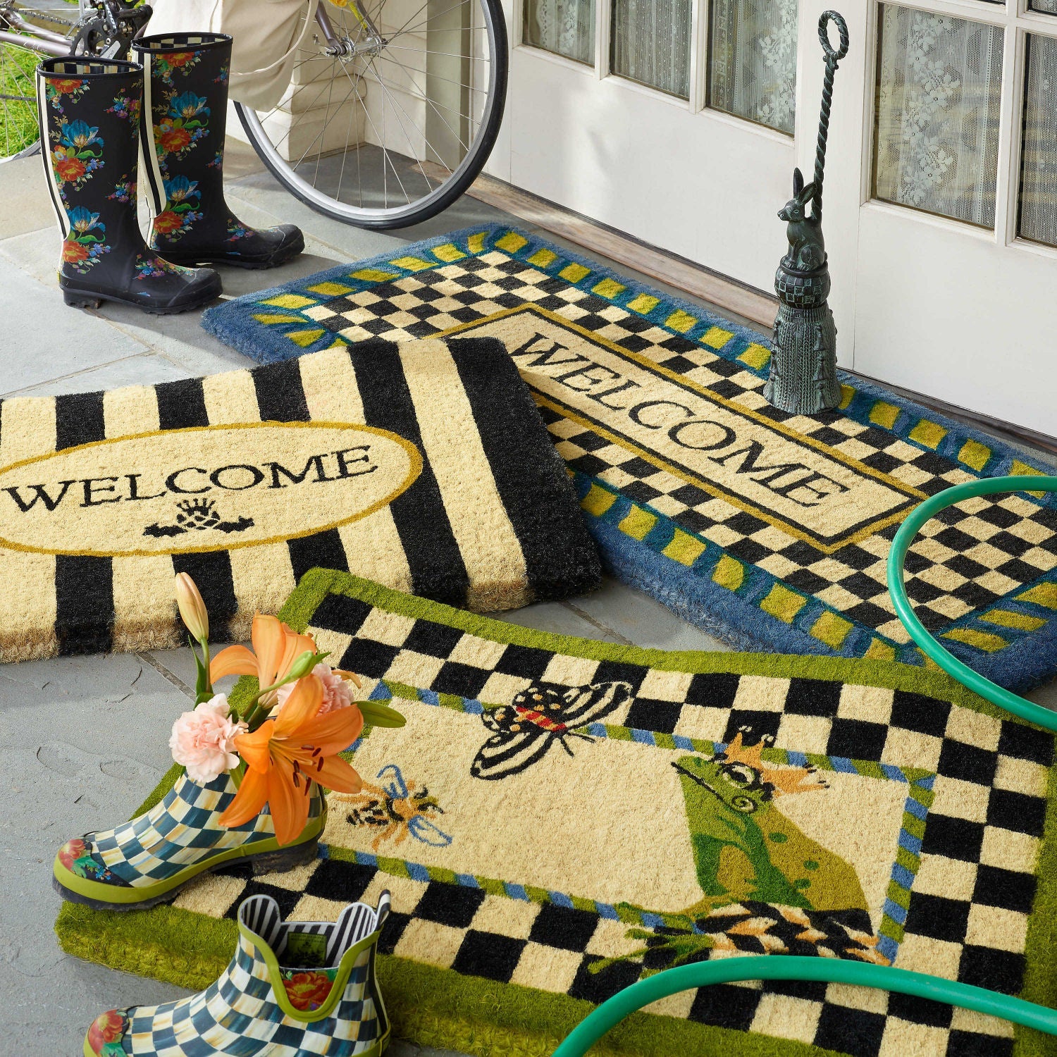 Frog Entrance Mat by Mackenzie - Childs - |VESIMI Design| Luxury Bathrooms and Home Decor