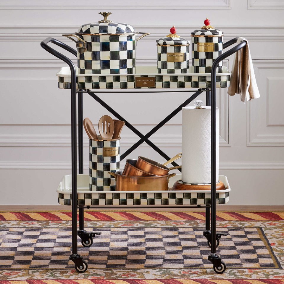 Mackenzie-Childs Courtly Check Enamel 2-Tier Kitchen Cart