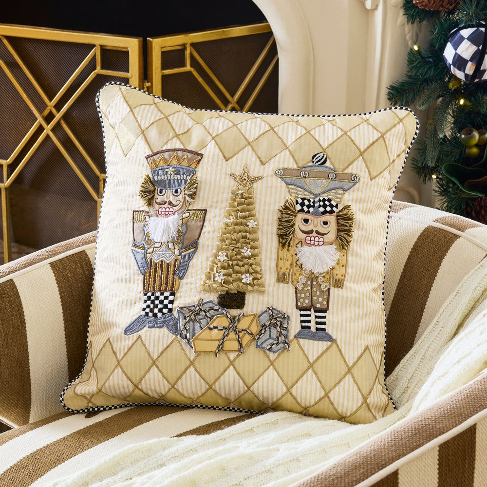 Glam Up Nutcracker Throw Pillow MacKenzie-Childs Christmas