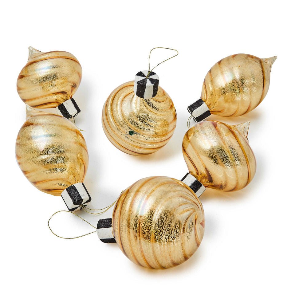 Gold Mercury Glass Assorted Ornaments, Set of 6 - |VESIMI Design| Luxury Bathrooms and Home Decor