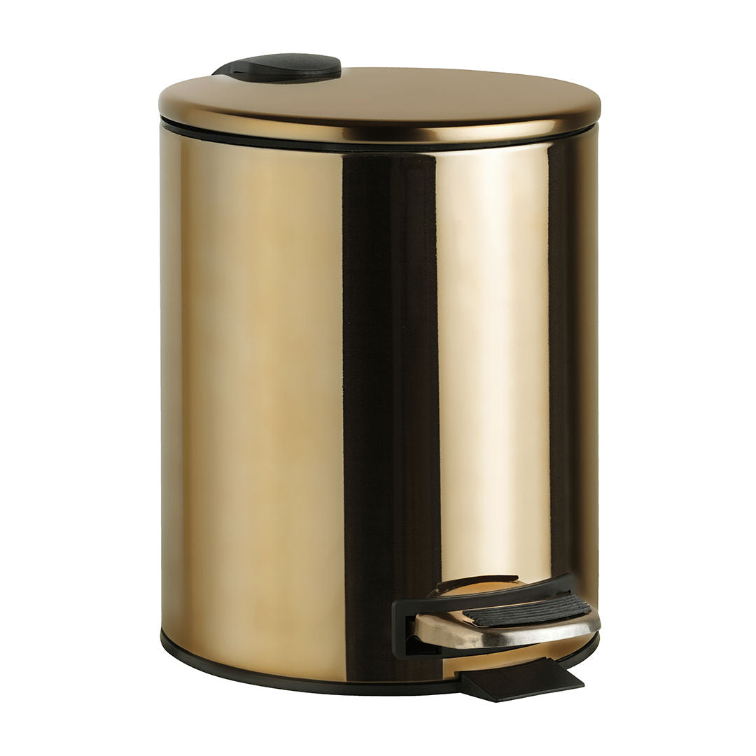 Stainless Steel Pedal Bin in Gold Finish