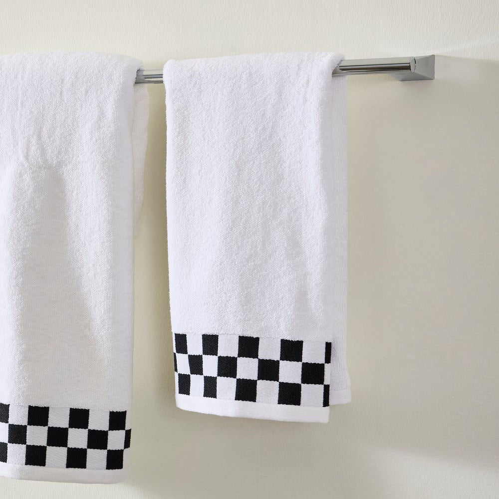 Hand Towel with Black Check Border MacKenzie-Childs