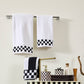 Hand Towel with Black Check Border MacKenzie-Childs