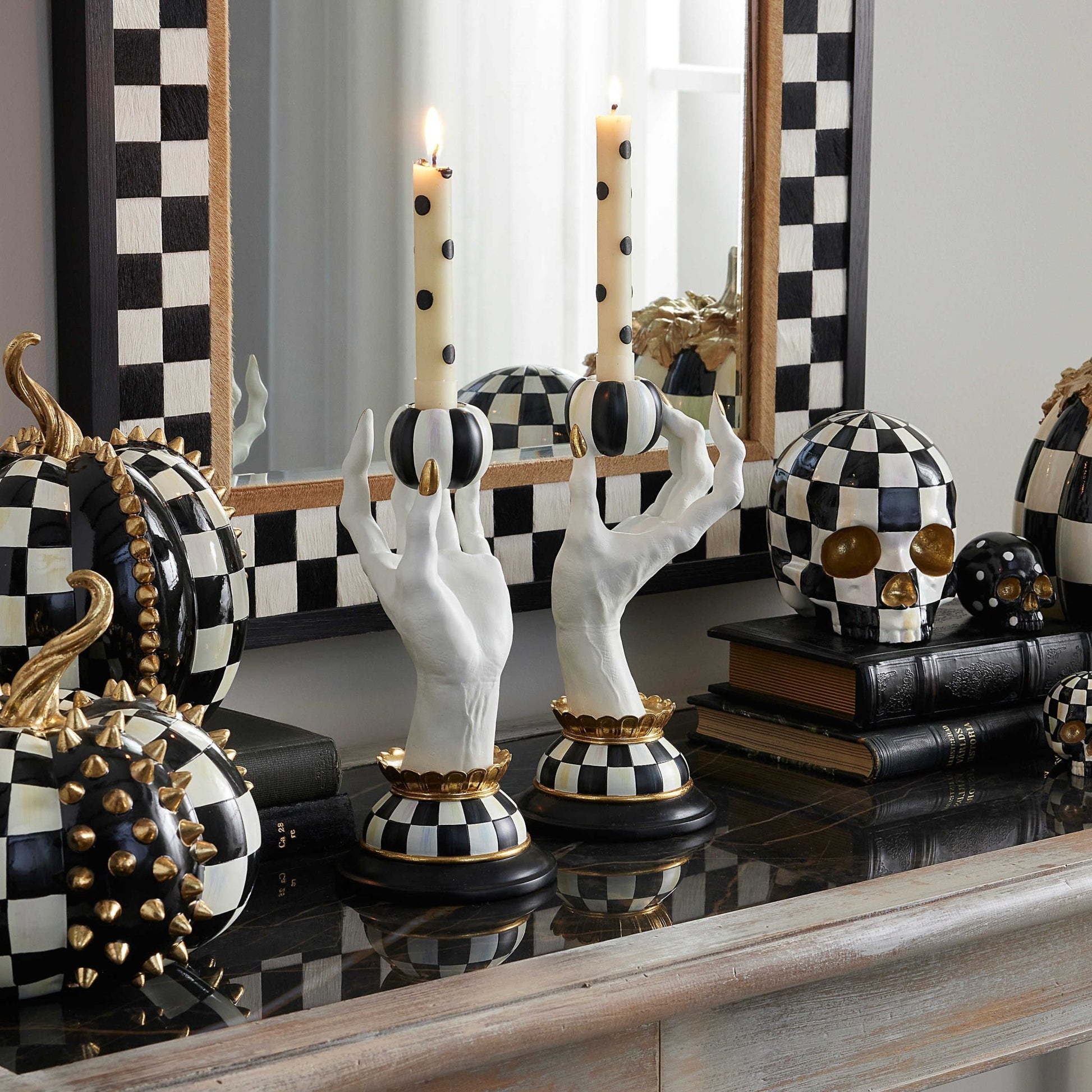 Haunted House Spooky Hand Candle Holders, Set of 2 by MacKenzie - Childs - |VESIMI Design|