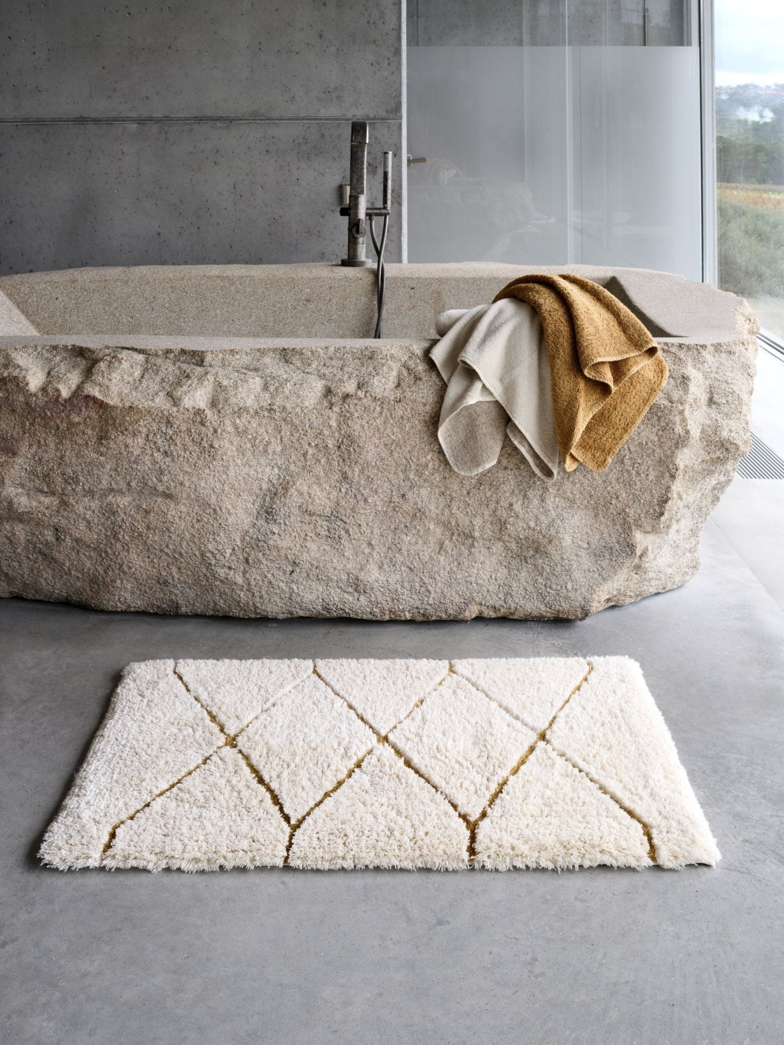 Abyss Stone Rug Luxury Design Egyptian Cotton Bathroom Rugs – |VESIMI Design|