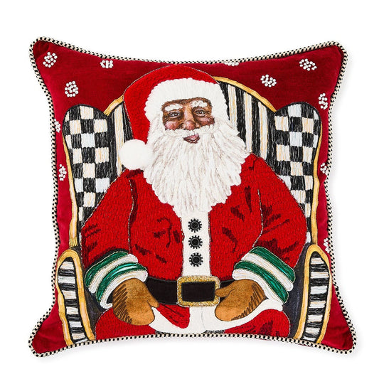 Holiday Black Santa Throw Pillow MacKenzie-Childs Christmas
