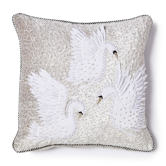 Holiday Swan Throw Pillow - |VESIMI Design| Luxury Bathrooms and Home Decor