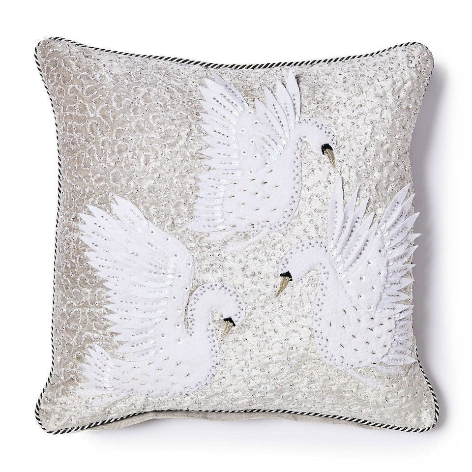 Holiday Swan Throw Pillow - |VESIMI Design| Luxury Bathrooms and Home Decor