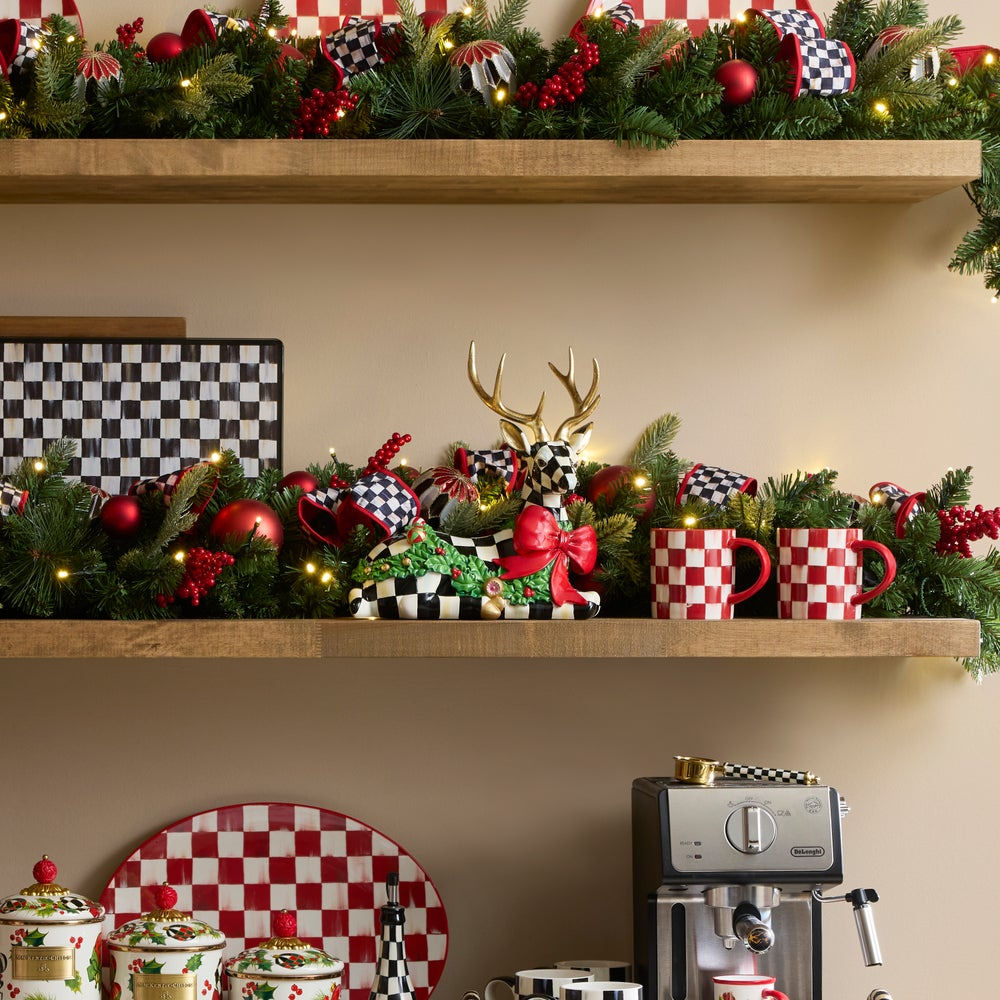MacKenzie-Childs Holly Check Resting Deer