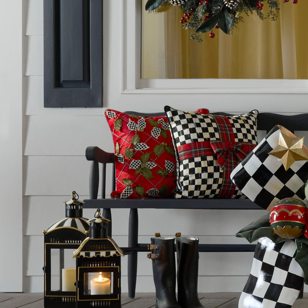 Holly Lattice Throw Pillow MacKenzie-Childs Christmas