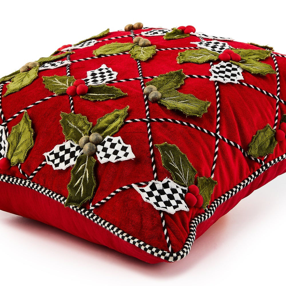 Holly Lattice Throw Pillow MacKenzie-Childs Christmas
