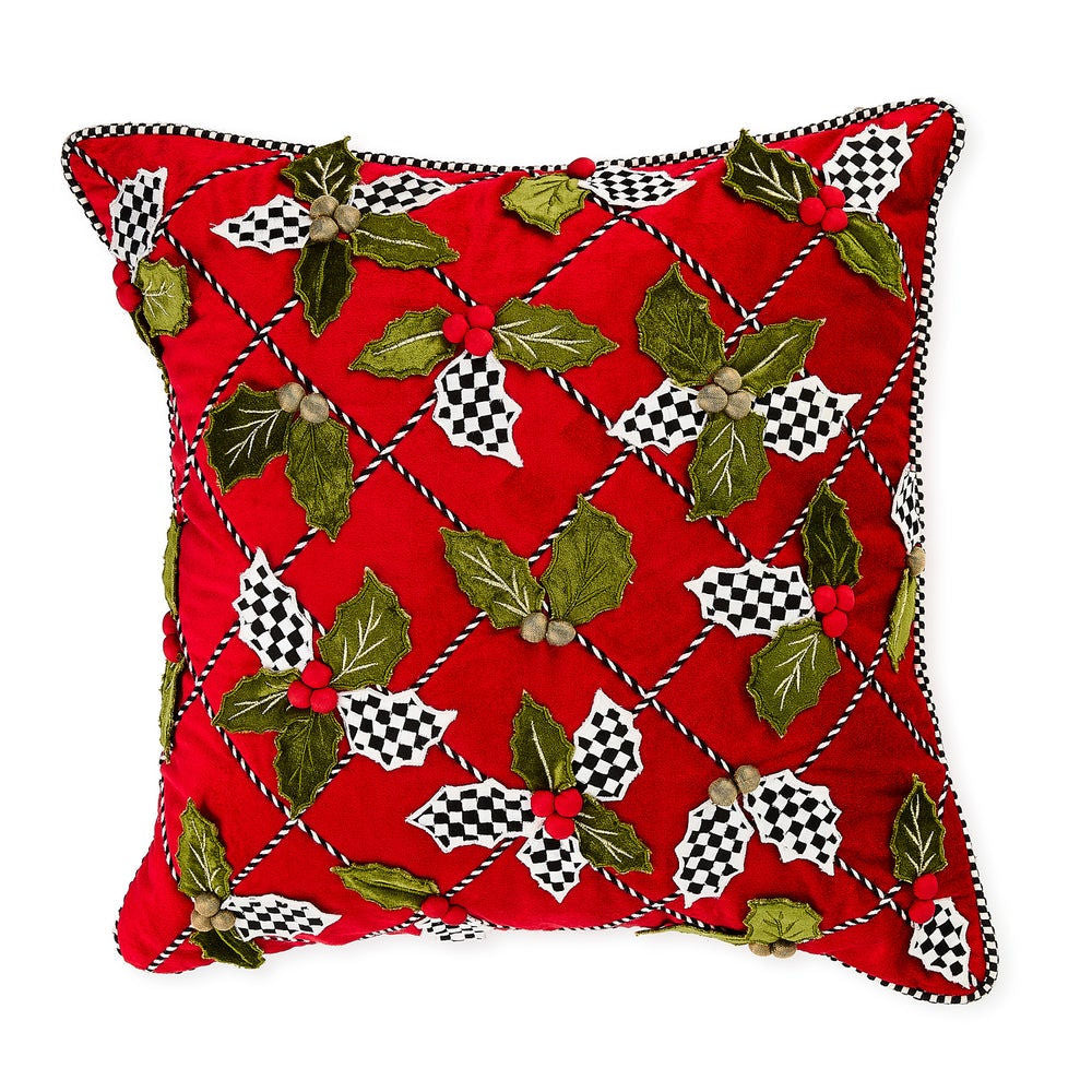 Holly Lattice Throw Pillow MacKenzie-Childs Christmas