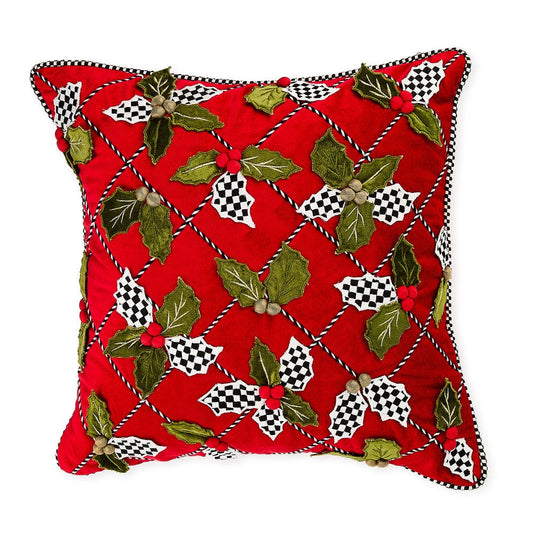 Holly Lattice Throw Pillow MacKenzie-Childs Christmas