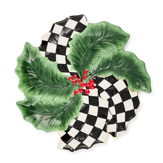 Holly Leaf Ceramic Serving Platter MacKenzie-Childs