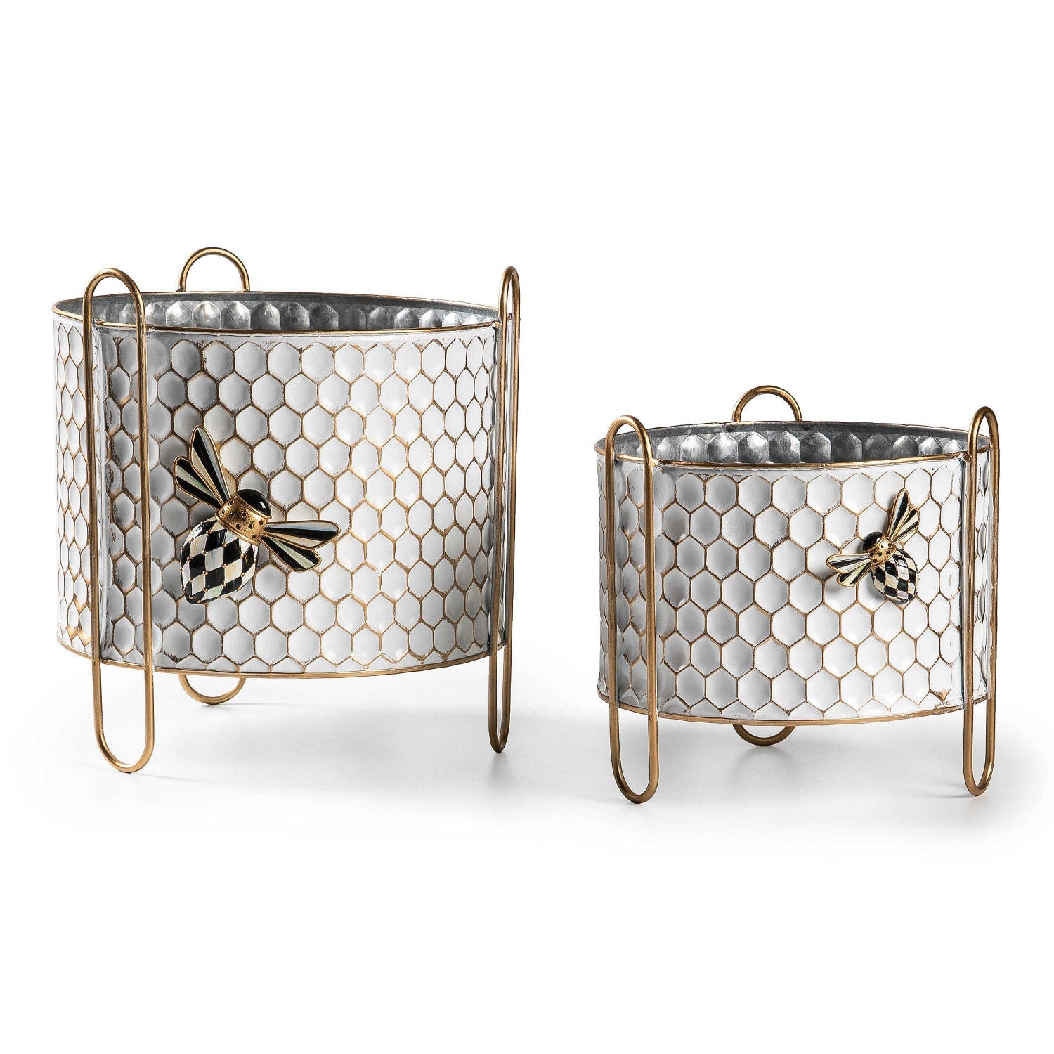 Honeycomb Large Tin Planter by MacKenzie - Childs - |VESIMI Design| Luxury Bathrooms and Home Decor