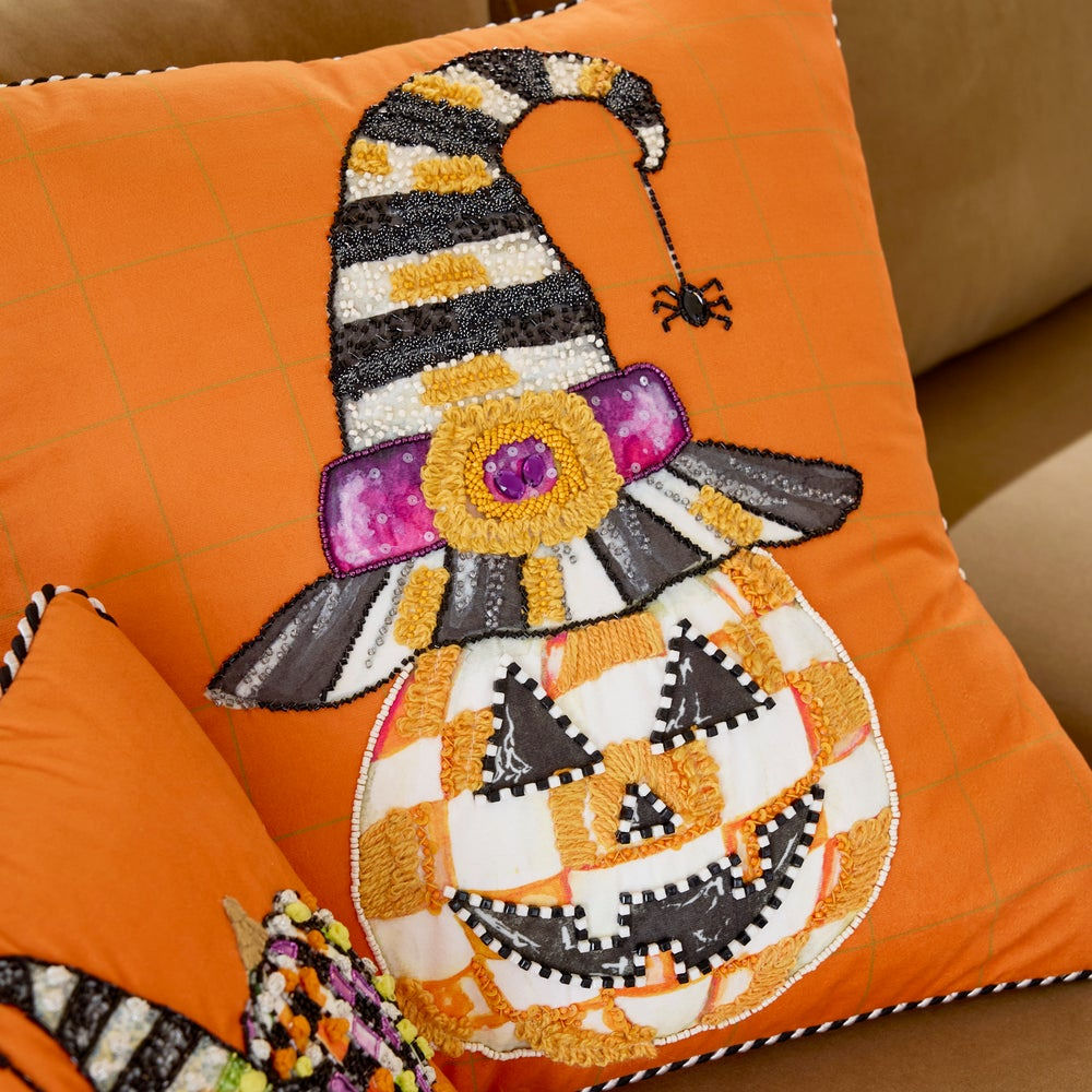MacKenzie-Childs Jack O' Lantern in Hat Throw Pillow