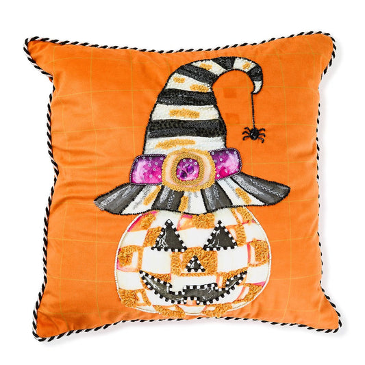 MacKenzie-Childs Jack O' Lantern in Hat Throw Pillow