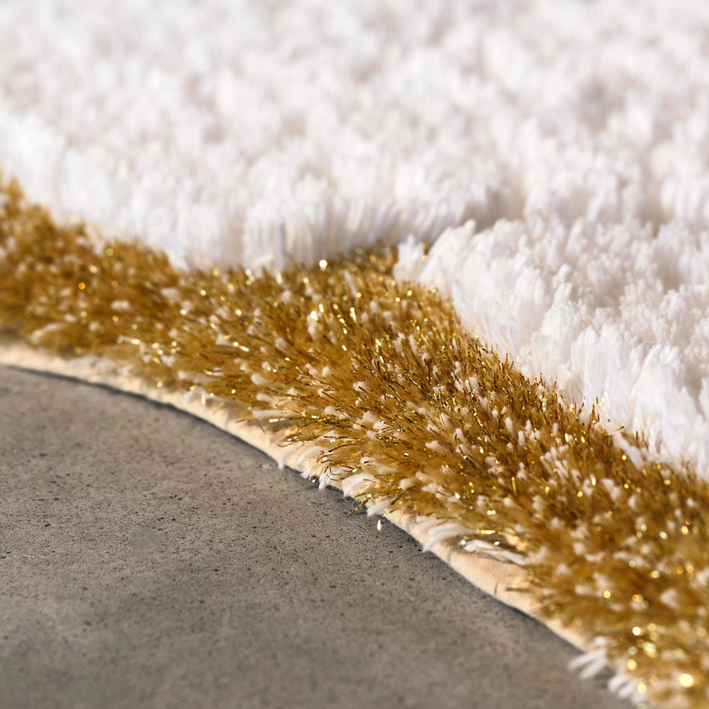 JESS White / Gold Abyss & Habidecor Egyptian Cotton Bathroom Rug - 70 x 135cm