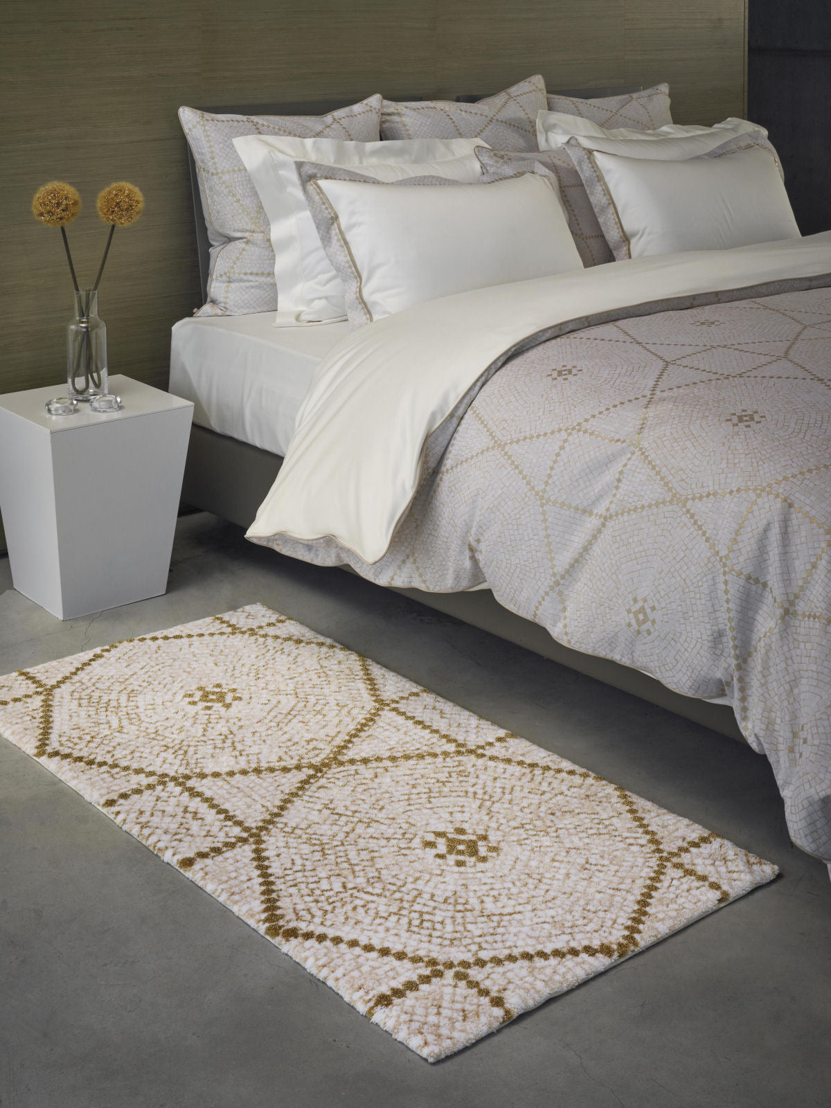 KERY Beige and Gold Abyss & Habidecor Egyptian Cotton Bathroom Rug