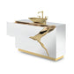 Lapiaz Single Vanity White and Gold Cabinet - |VESIMI Design| Luxury Bathrooms and Home Decor