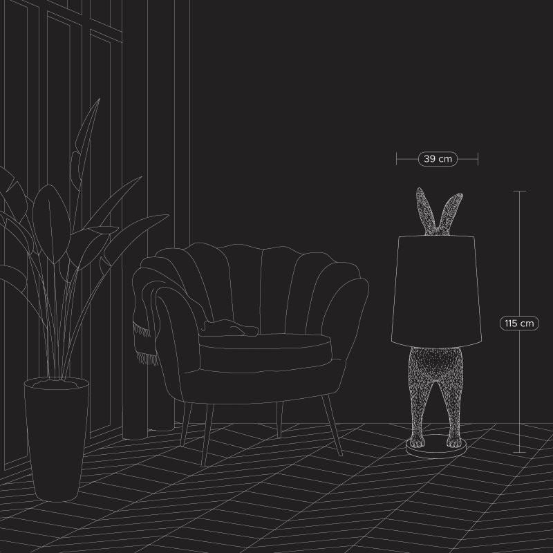 Large Floor Lamp Hiding Rabbit, Silver/Pink - |VESIMI Design| Luxury Bathrooms and Home Decor