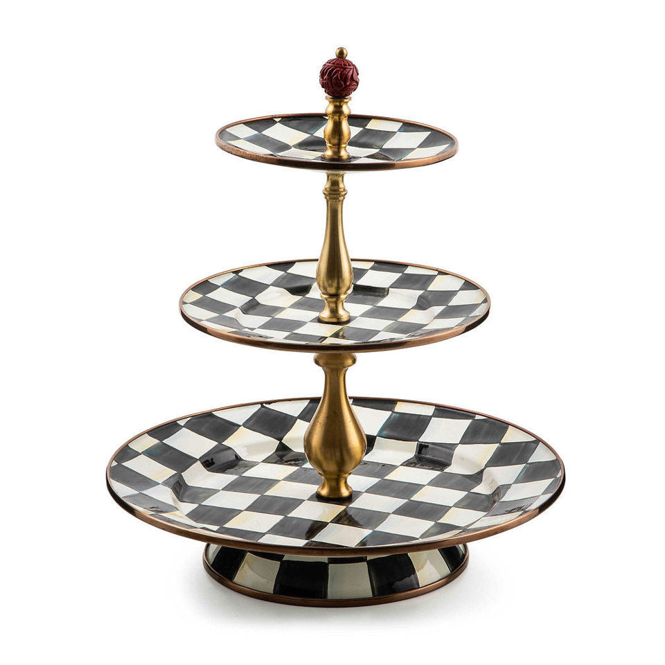 Courtly Check Enamel Three Tier Sweet Stand