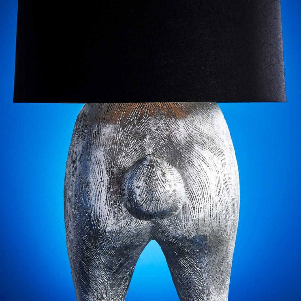 Large Floor Lamp Hiding Rabbit, Silver/Black