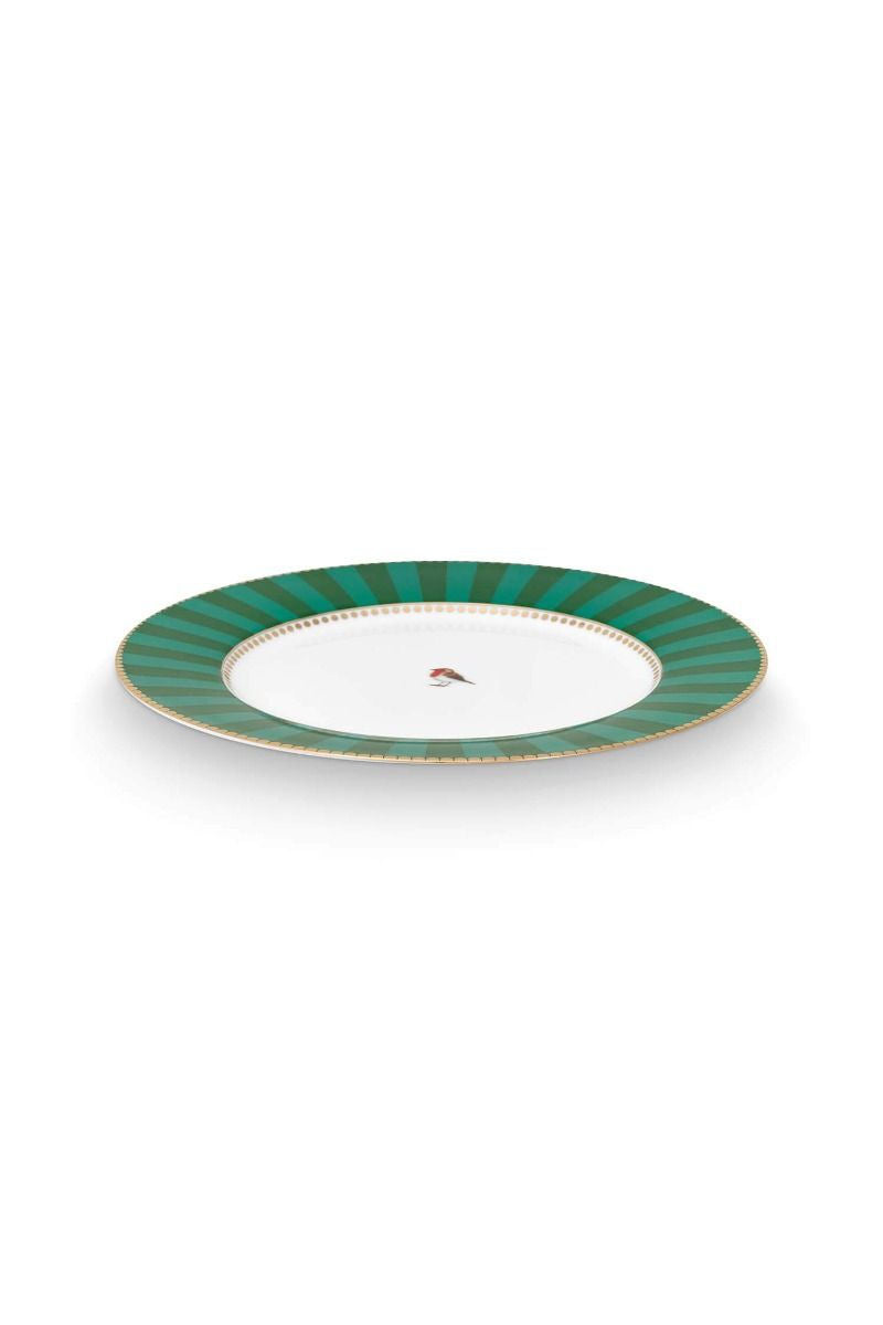 Love Birds Breakfast Plate Stripes Green 21cm - Pip Studio