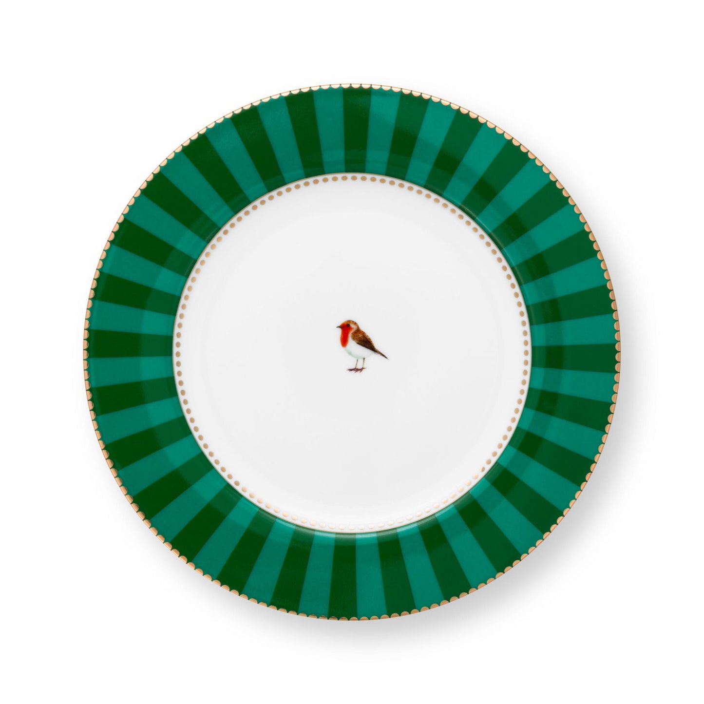 Love Birds Breakfast Plate Stripes Green 21cm - Pip Studio