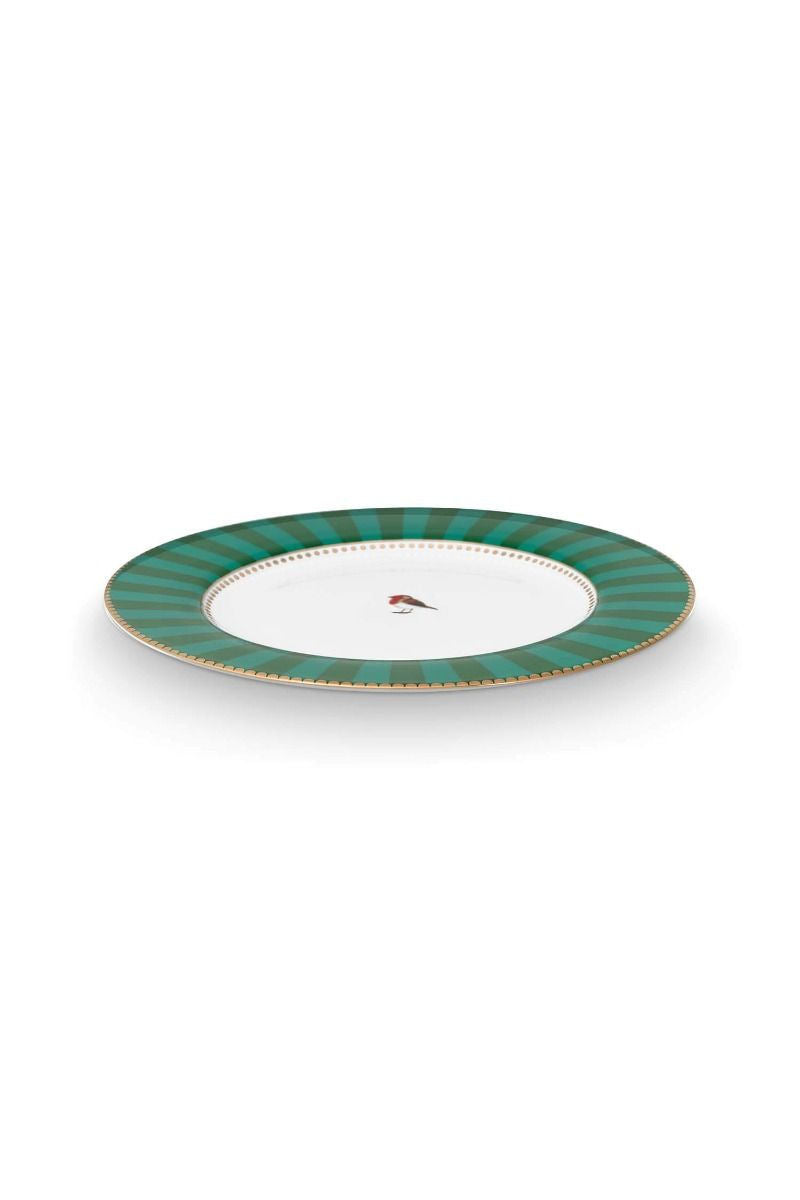 Love Birds Dinner Plate Stripes Green 26.5cm - Pip Studio