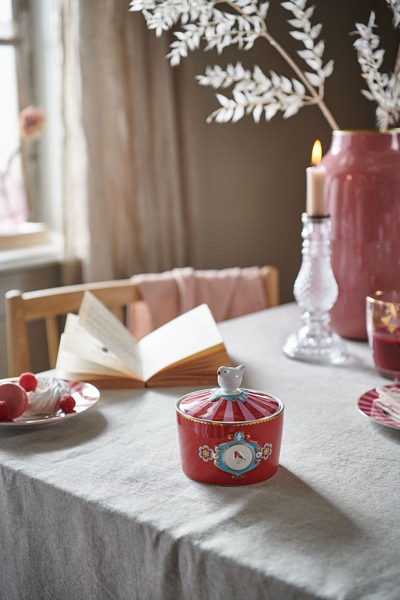 Sugar Bowl Love Birds Medallion Red-Pink - Pip Studio