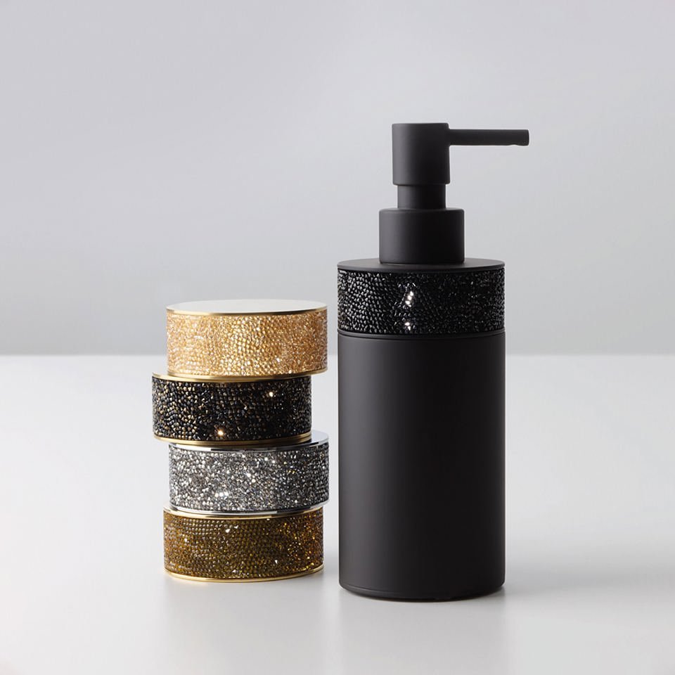 Luxury Black Matt Swarowski® Crystal Soap Dispenser - |VESIMI Design|