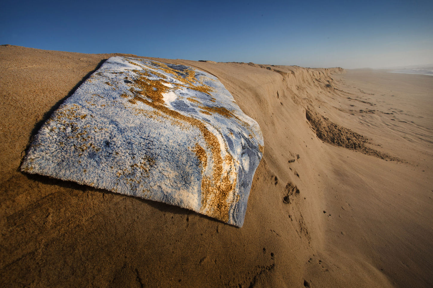 Dandy Blue & Gold  Egyptian Cotton Bathroom rug  by Abyss & Habidecor