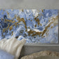 Dandy Blue & Gold  Egyptian Cotton Bathroom rug  by Abyss & Habidecor