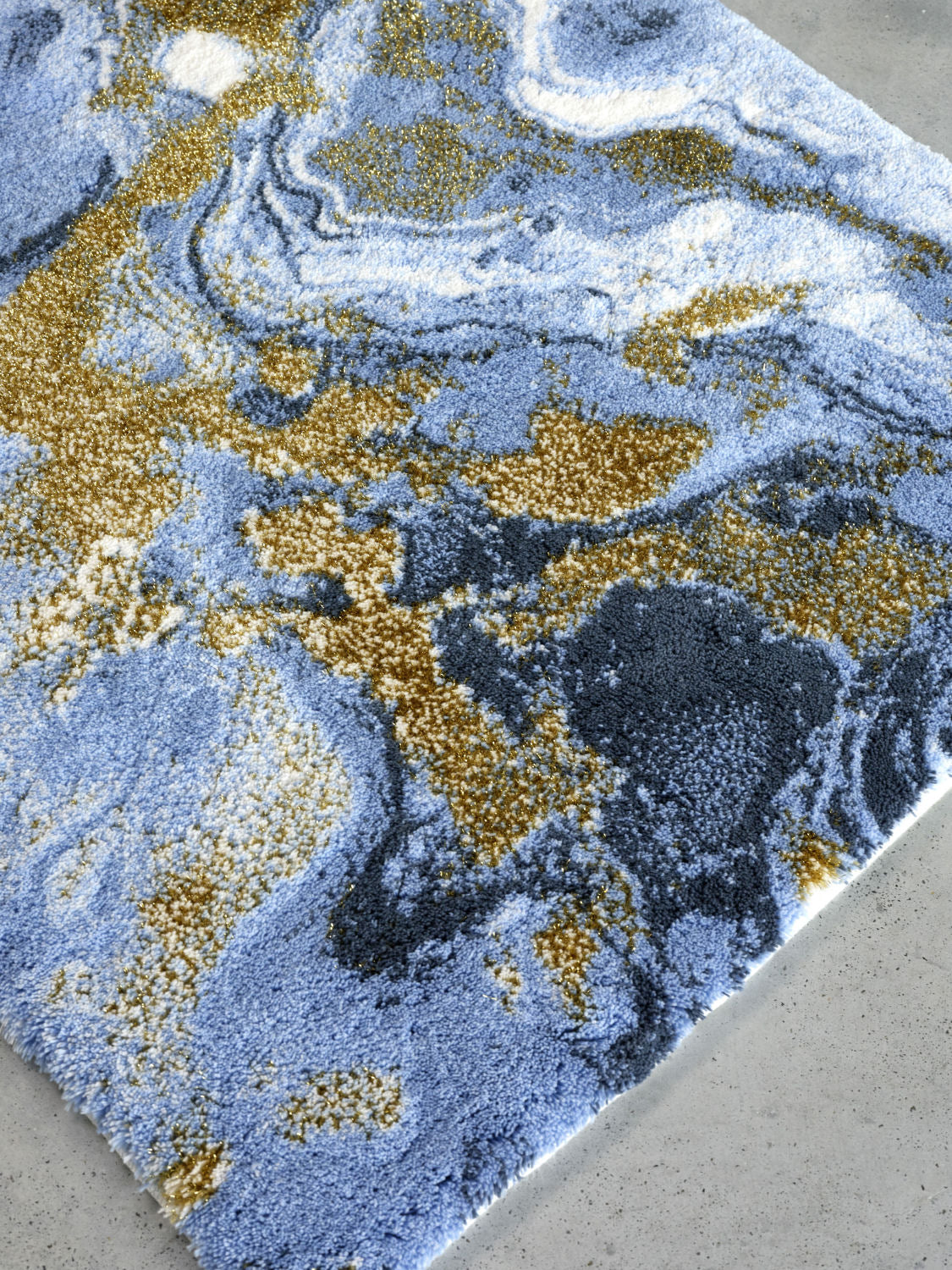 Dandy Blue & Gold  Egyptian Cotton Bathroom rug  by Abyss & Habidecor