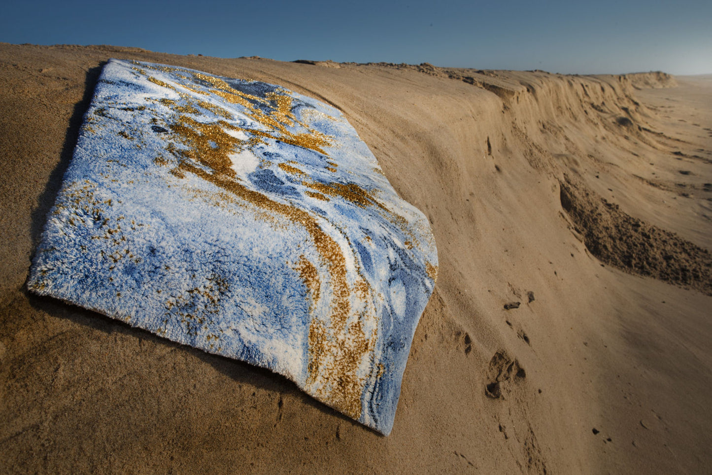 Dandy Blue & Gold  Egyptian Cotton Bathroom rug  by Abyss & Habidecor