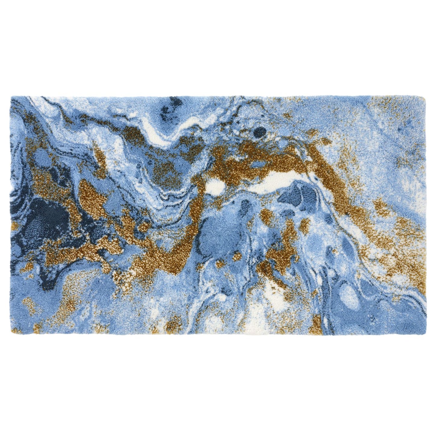 Dandy Blue & Gold  Egyptian Cotton Bathroom rug  by Abyss & Habidecor