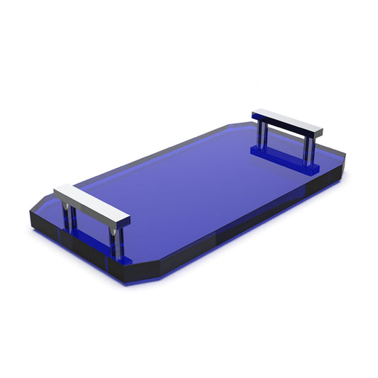 Luxury Capri Blue Glass Tablet Tray by Decor Walther - |VESIMI Design|