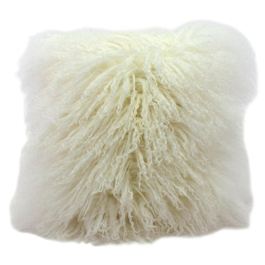 Tibetan Lambskin Cushion - Natural White