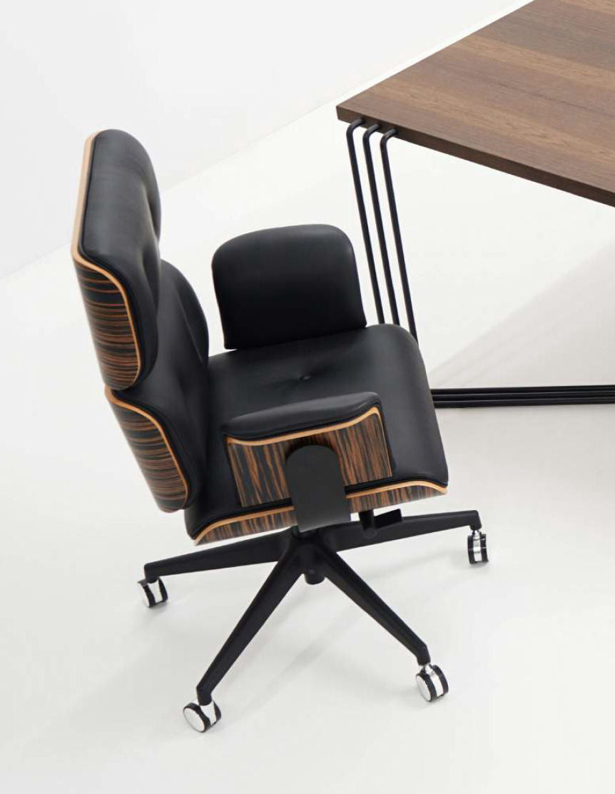 Armadillo Luxury Black Office Armchair / Genuine Italian Leather