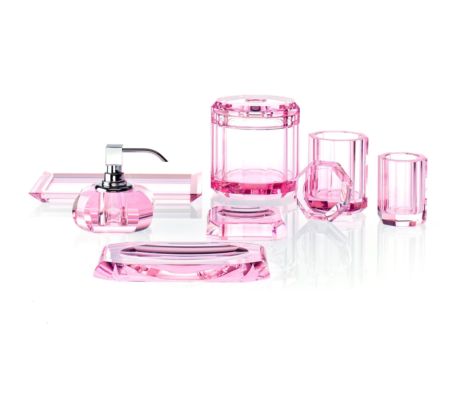 Luxury Matt Gold Liquid Soap Glass Dispenser | Pink - |VESIMI Design|