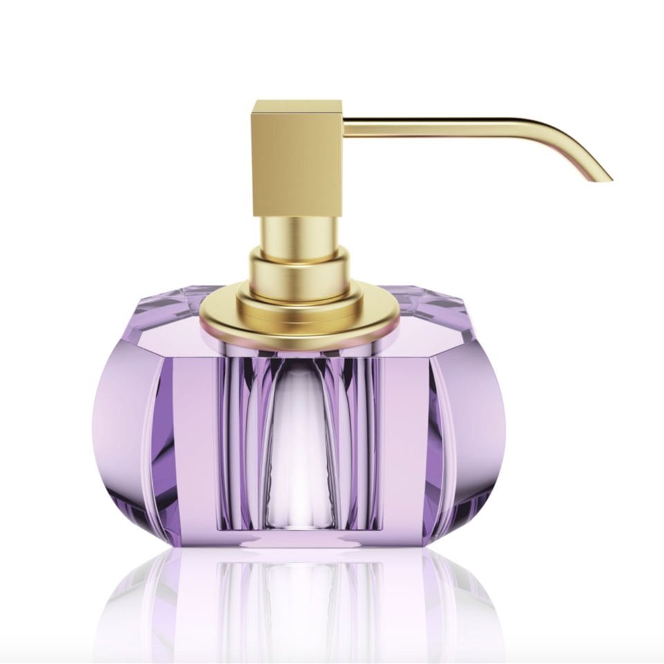 Luxury Matt Gold Liquid Soap Glass Dispenser | Violet - |VESIMI Design|