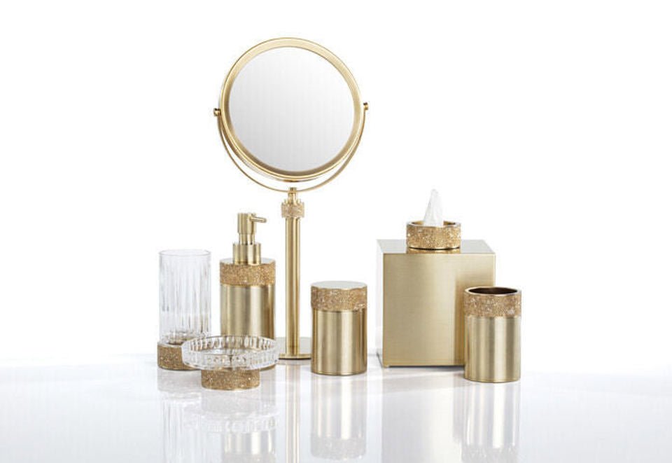 Luxury Matt Gold Soap Dish with Swarowski® Crystals - |VESIMI Design|