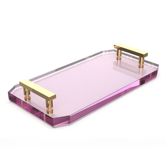 Luxury Pink Crystal Glass Tablet Tray by Decor Walther - |VESIMI Design|